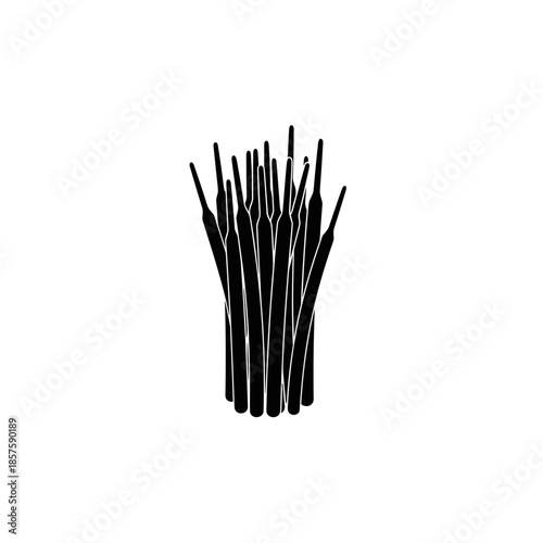 Black Plastic Drinking Straws Clustered Together.