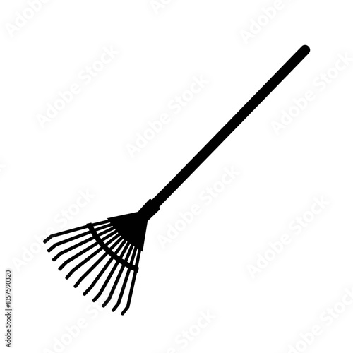 Black Garden Rake with Long Handle.