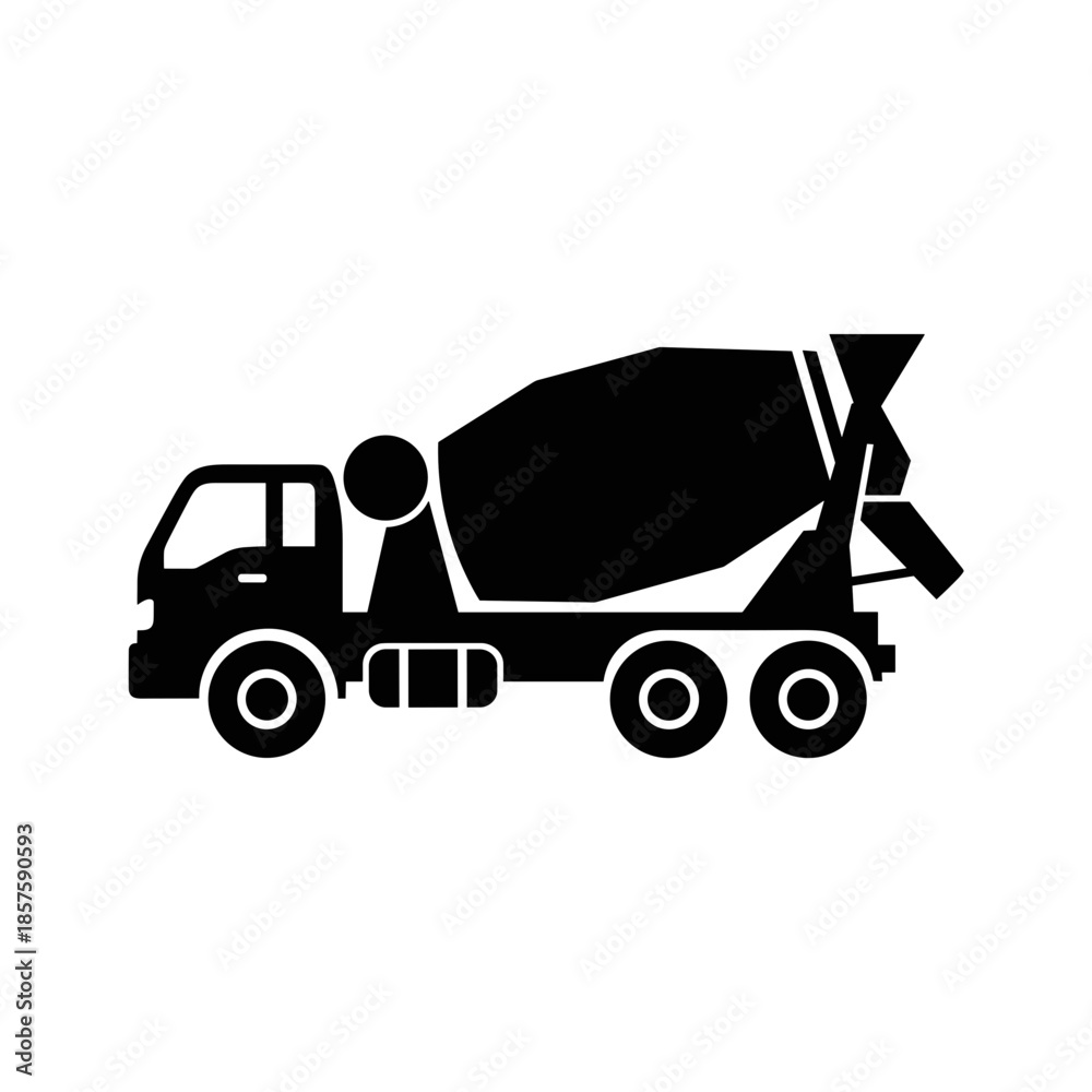 Fototapeta premium Cement Mixer Truck Silhouette Side View.