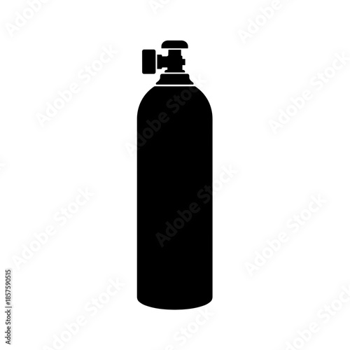 Black Silhouette of Oxygen Tank Cylinder.