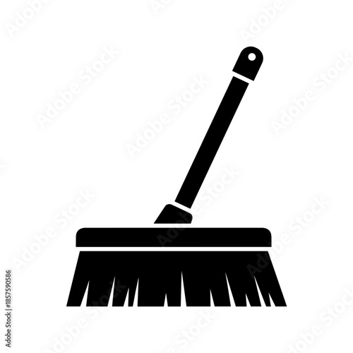 Broom with Long Handle and Bristles.