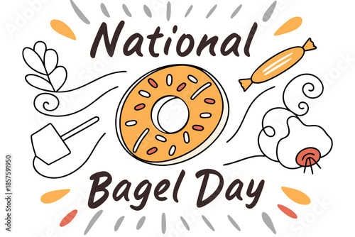 NATIONAL BAGEL DAY vector illustration isolated on white background
