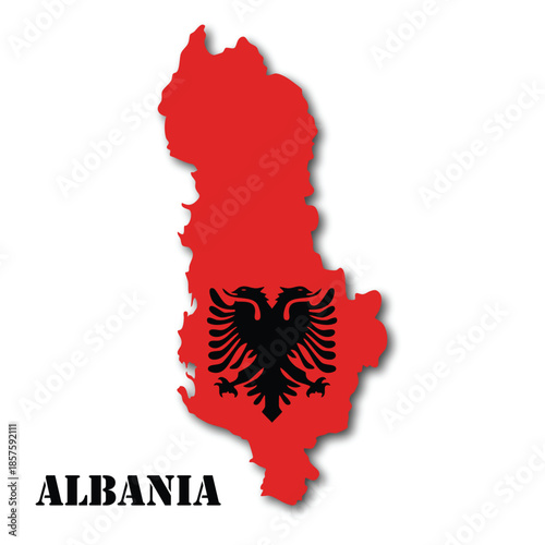 Albania Country Map Filled with National Flag Colors — Patriotic Geographic Vector Illustration