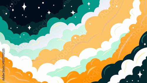 Vibrant cloudscape with stars in the night sky