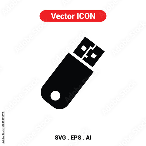 Vector icon of a USB drive displaying data with a modern, minimalist tech aesthetic