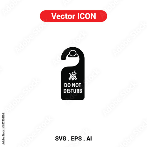 Vector icon of a do not disturb door hanger displaying a peaceful sleep request in a minimalist style