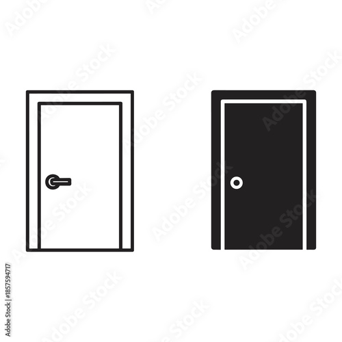 Simple black and white door illustration