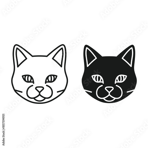 Simple black and white cat face illustration