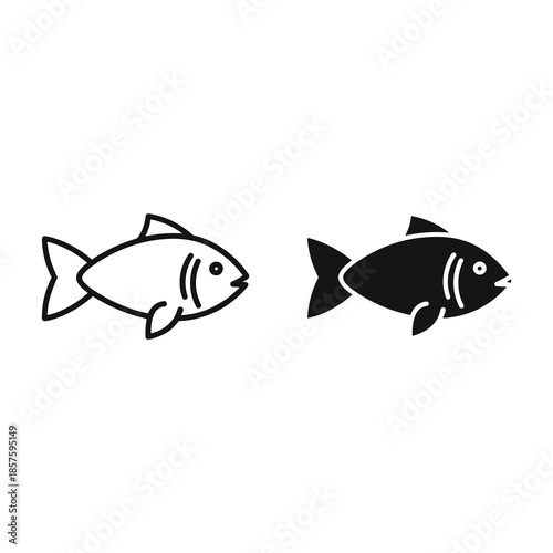 Simple illustration of two fish in black and white