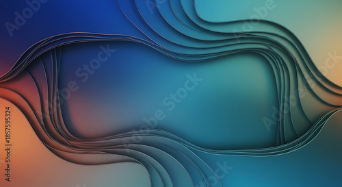 Layered abstract paper cut shapes with soft shadows and gradients in blue, teal, and orange tones background Full HD 4K Video Download 2025 2026