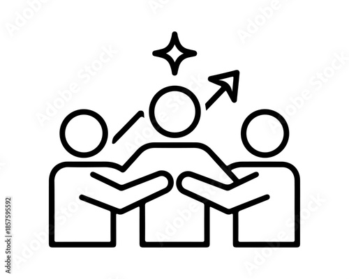 Three people collaborating together with a sense of achievement and progress