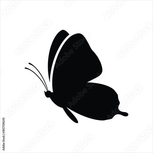 Cabbage white butterfly silhouette with balanced symmetrical wings in modern flat black icon style for conservation branding