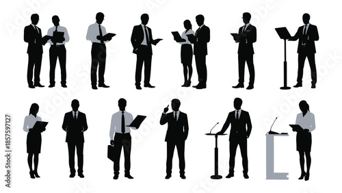 Business people engaged in various activities