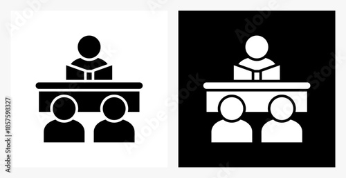 Pedagogy BPM icon sheet in black and white, filled style.
