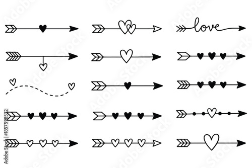 Collection of arrow and heart designs