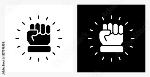 Motivation BPM icon sheet in black and white, filled style.