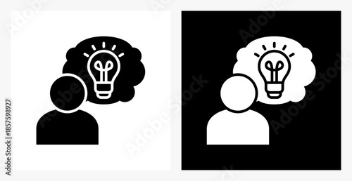 Thinking BPM icon sheet in black and white, filled style.