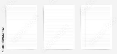 Minimal Lined Paper Templates Set Clean Ruled Notebook Pages for Writing School Office Notes Printable Vector Sheets