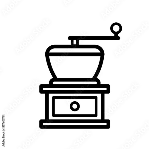 Coffee grinder, manual vintage bean mill, vector icon