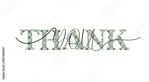 Thank you message with elegant green palm oasis text effect