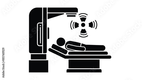 Medical imaging scan with a patient lying on a table inside a machine