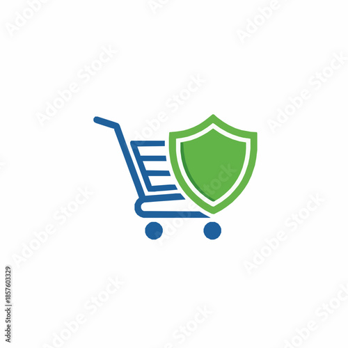 Safe shopping cart logo vector with shield trusted choice design