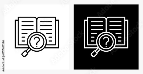 Inquiry BPM icon sheet in black and white, line style.