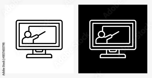 Online Learning BPM icon sheet in black and white, line style.