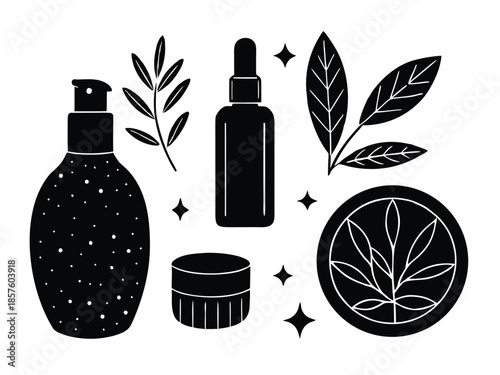 Natural skincare products with botanical elements