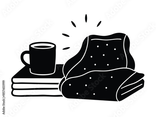 Cozy reading moment with coffee and socks
