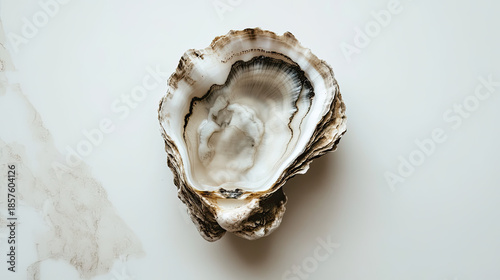 An Empty oyster shell, presenting an abstract texture AI Generative