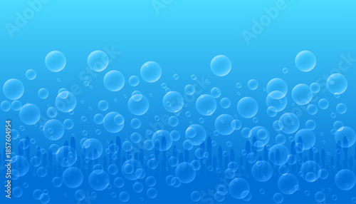 Blue underwater bubbles background fresh aquatic abstract water depth texture
