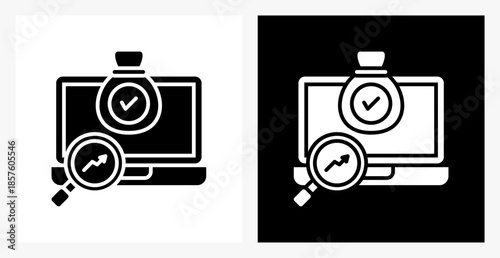Analytics BPM icon sheet in black and white, filled style.