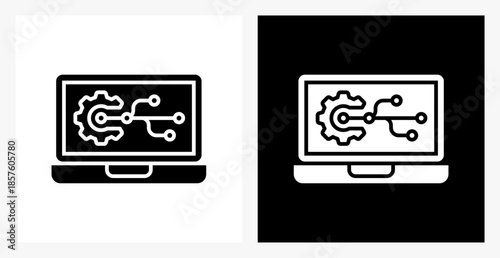 Version Control BPM icon sheet in black and white, filled style.