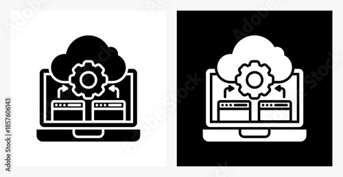 Integrated System BPM icon sheet in black and white, filled style.