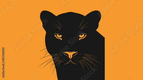 Striking black panther with piercing yellow eyes on a vibrant background.