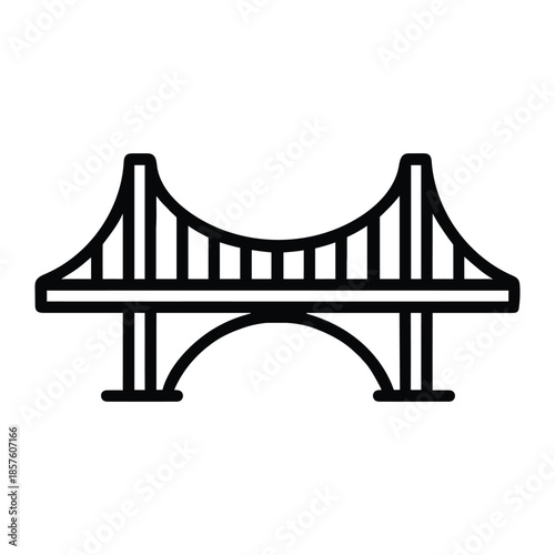 Bridge Structure Outline Icon – Modern Transportation and Civil Engineering Architecture Vector