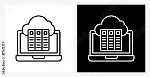 Cloud Library BPM icon sheet in black and white, line style.