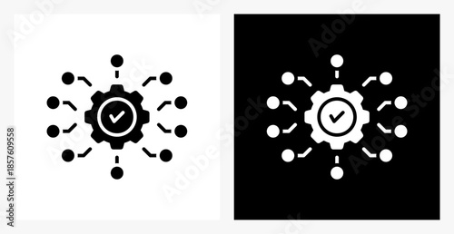 Integration BPM icon sheet in black and white, filled style.