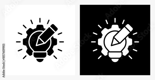 Ideation BPM icon sheet in black and white, filled style.