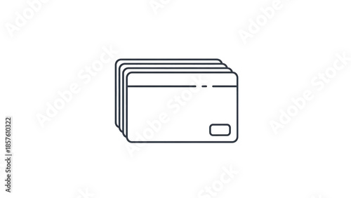 Stack of credit cards outline isolated on transparent background, financial services, payment, banking, technology concept