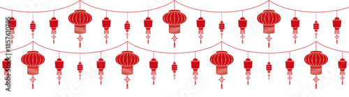 Red Chinese lanterns hanging beautifully of illustration vector