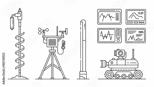 Geological Exploration Equipment and Data Analysis.