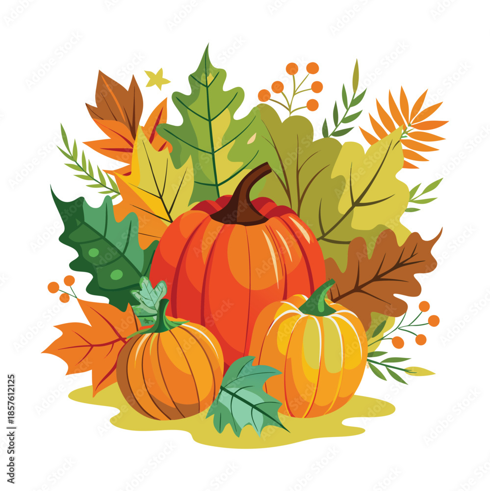 Naklejka premium Pumpkin - squash for Halloween or Thanksgiving flat color icon for apps and websites 