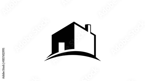 Simple Modern House Outline Architecture Home Symbol on Isolated White Background.