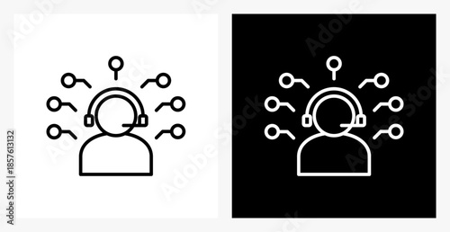 Help Desk BPM icon sheet in black and white, line style.