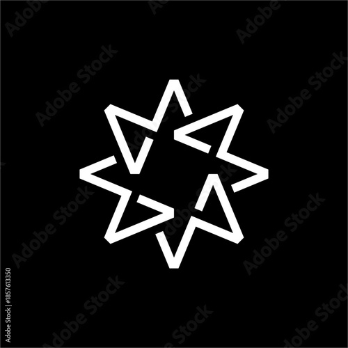 RModern Rotating Star M logo. A futuristic, elegant icon ideal for stellar aerospace, energy, or elite creative design agencies.