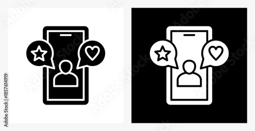 Influencer BPM icon sheet in black and white, filled style.