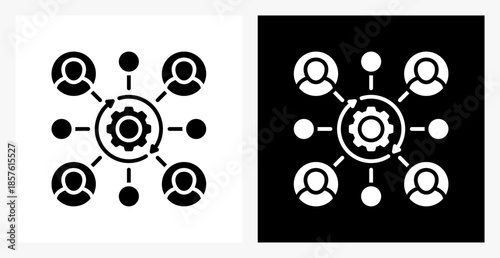 Integration BPM icon sheet in black and white, filled style.