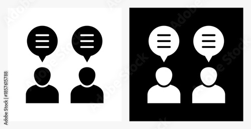 Conversation BPM icon sheet in black and white, filled style.